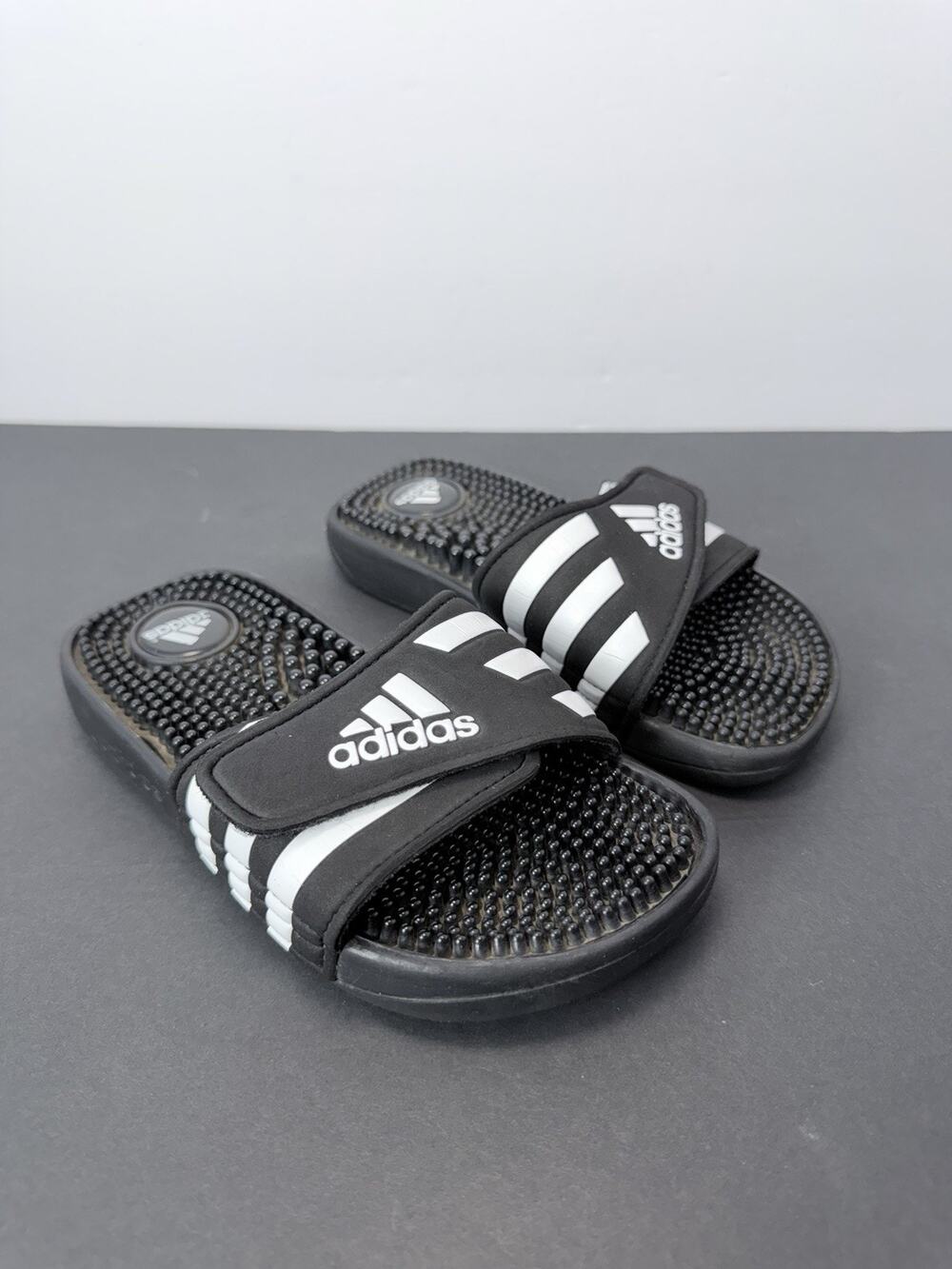 Adidas Youth Sandals Slide Size 1 (078285) Black Adjustable Strap Unisex